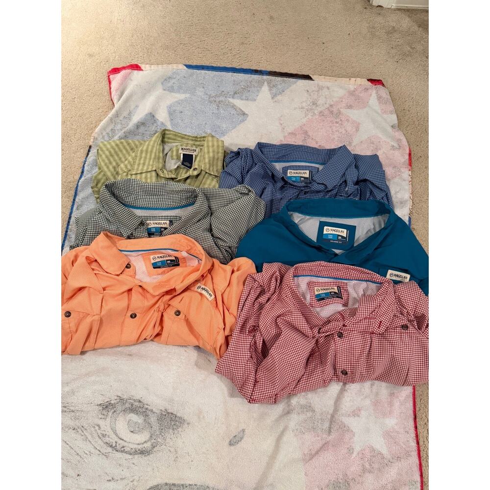 Magellan Outdoors Fish Gear Shirt Mens 2XL Lot of 6 Long Sleeve Fishing Vented